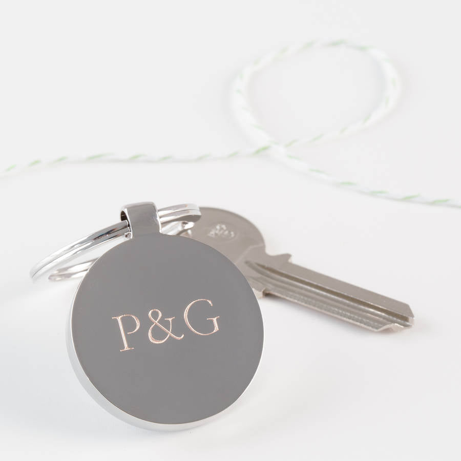 Personalised Engraved Initials Circular Keyring