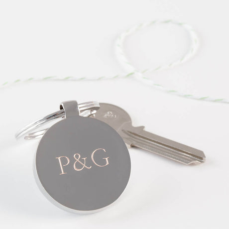 Personalised Engraved Initials Circular Keyring