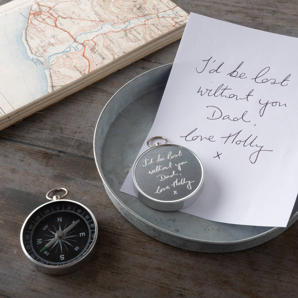 Personalised Handwriting Engraved Father's Day Compass