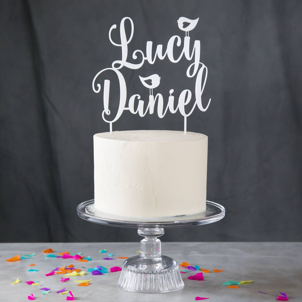 Personalised Love Birds Cake Topper