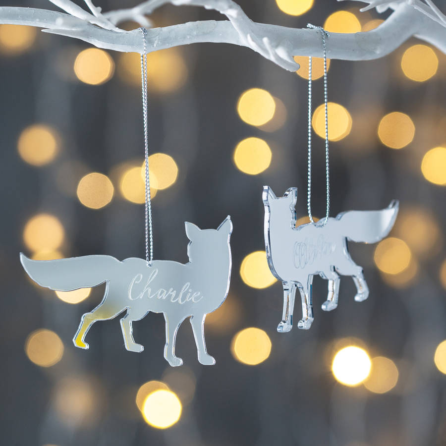 Personalised Mirrored Arctic Fox Decoration