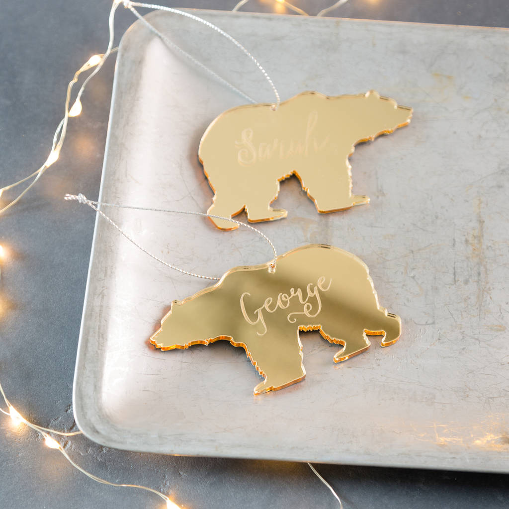 Personalised Mirrored Polar Bear Decoration