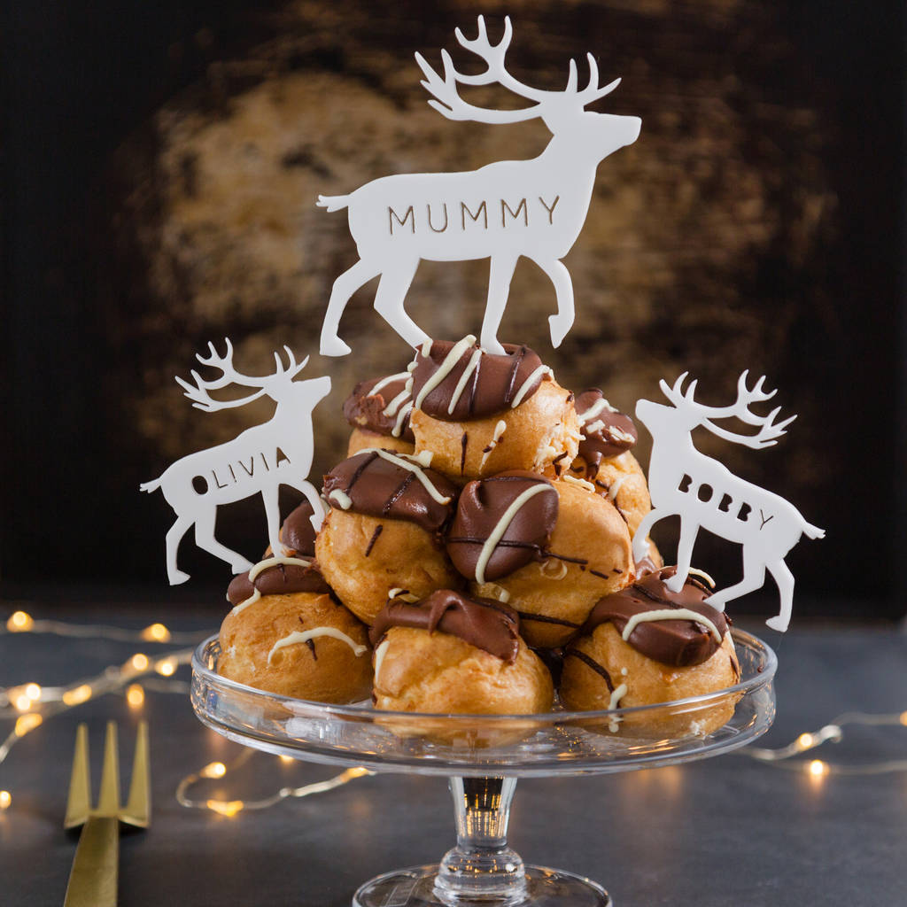 Personalised Reindeer Profiterole Cake Topper