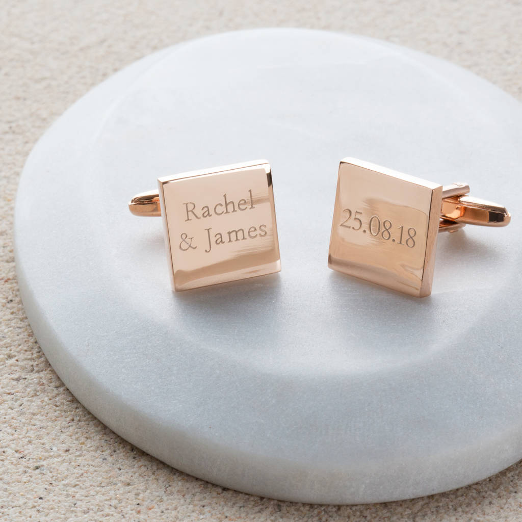 Personalised Rose Gold Wedding Cufflinks