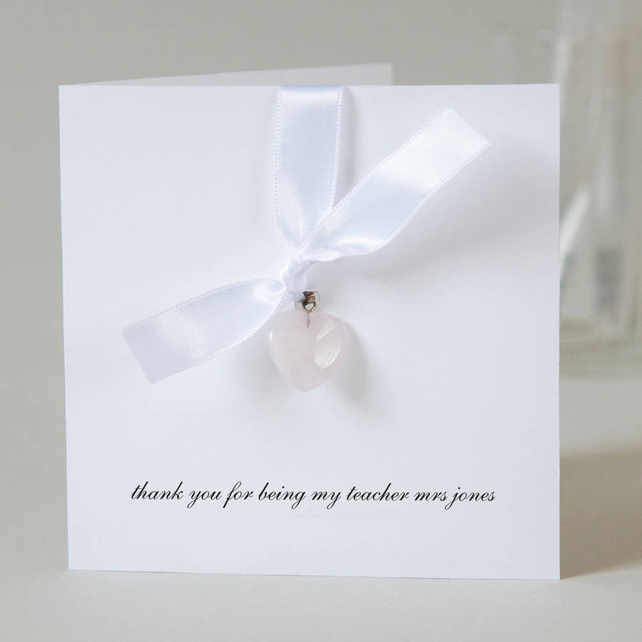 Personalised Rose Quartz Heart Thank You Teacher Card
