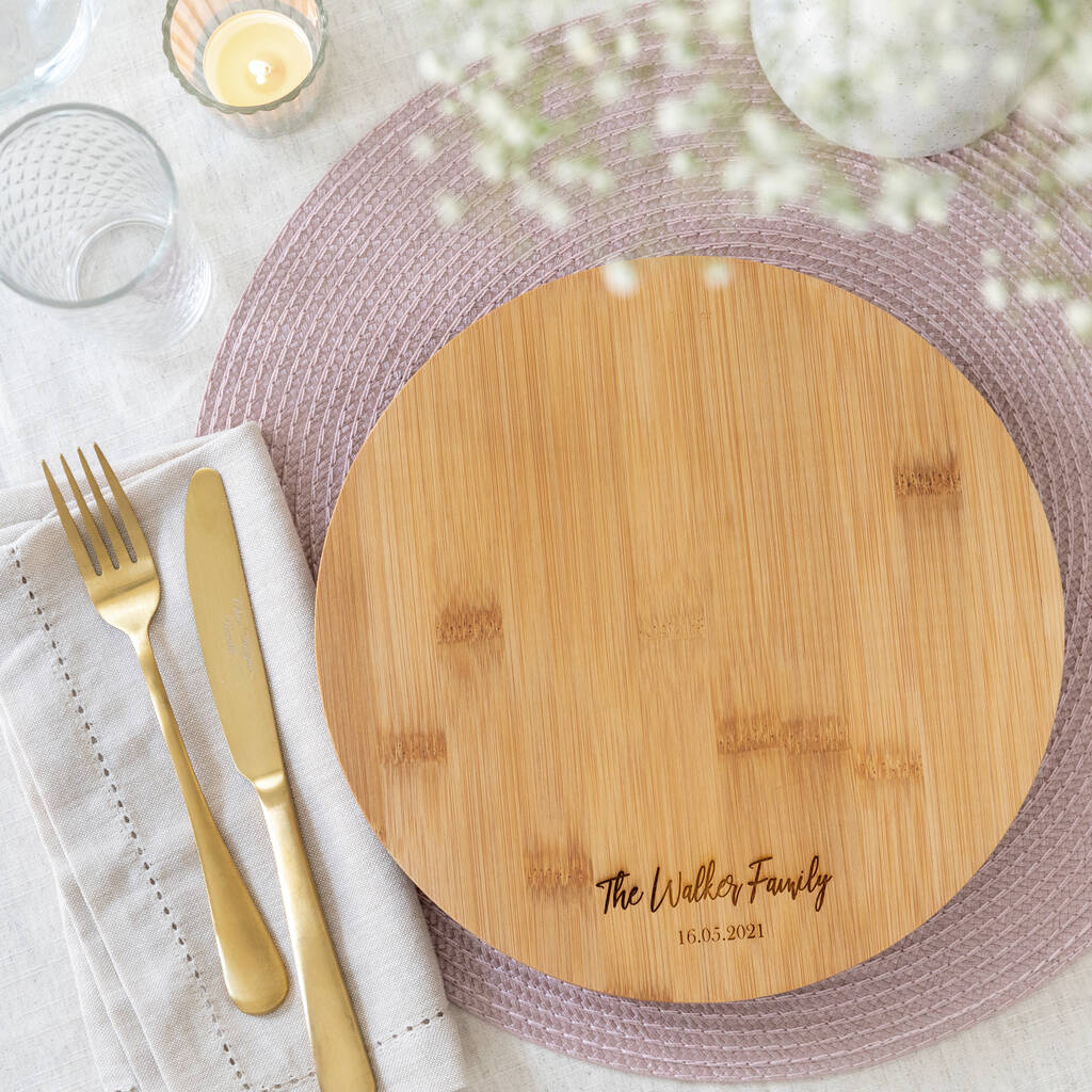 Personalised Spring Family Round Chopping Board