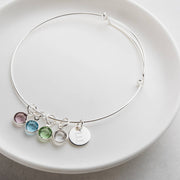 Personalised Swarovski Birthstone And Engraved Bangle