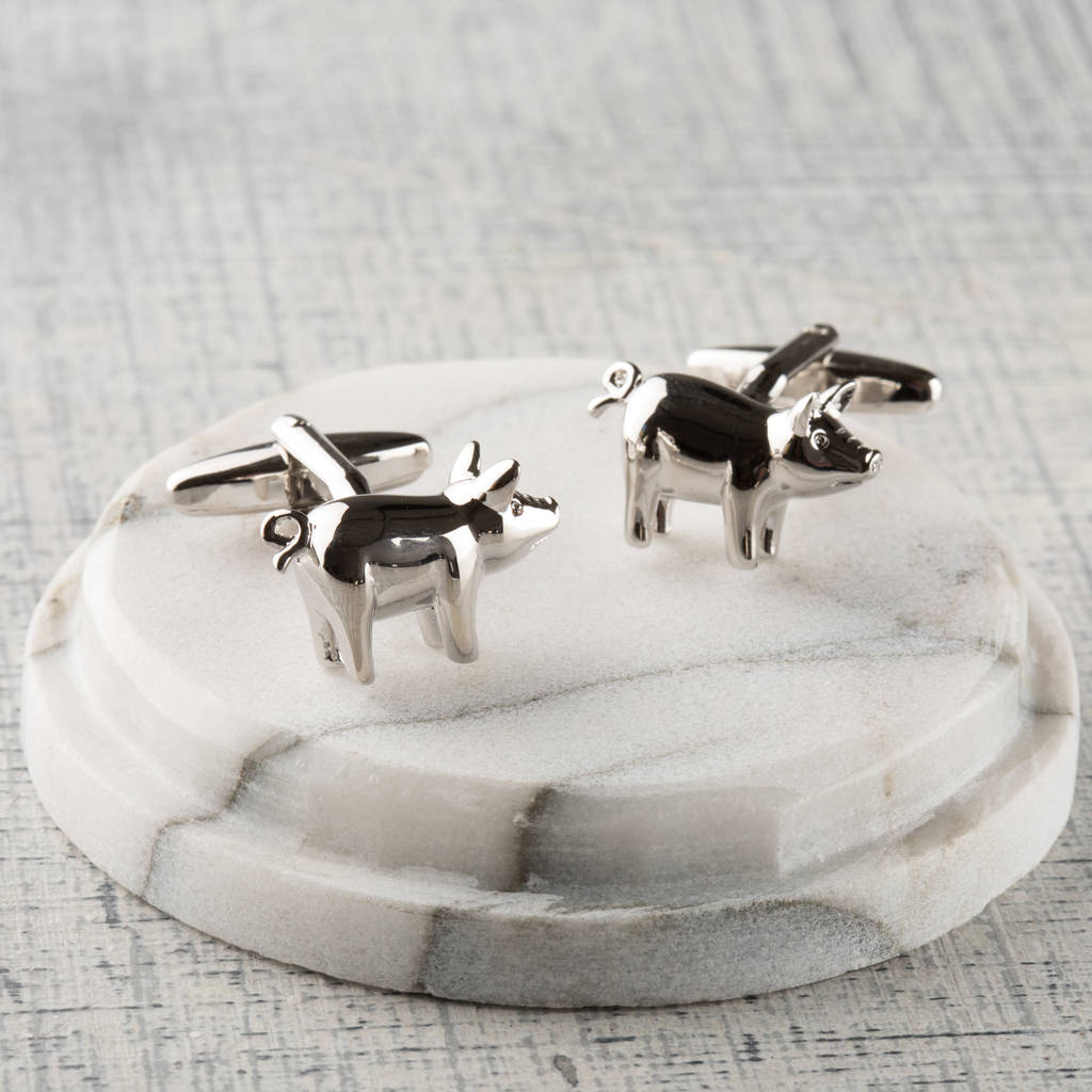 Silver Pig Cufflinks