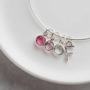 Swarovski Birthstone and Initial Adjustable Bangle