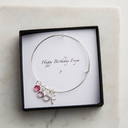 Swarovski Birthstone and Initial Adjustable Bangle