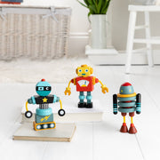 Three Wooden Robot Construction Toys