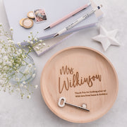 Personalised Thank You Teacher Wooden Trinket Tray