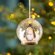 Personalised Illustrated Penguin Christmas Snow Dome Bauble