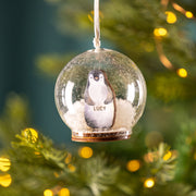 Personalised Illustrated Penguin Christmas Snow Dome Bauble