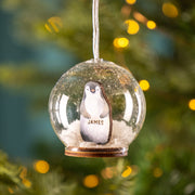 Personalised Illustrated Penguin Christmas Snow Dome Bauble