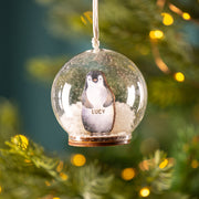 Personalised Illustrated Penguin Christmas Snow Dome Bauble