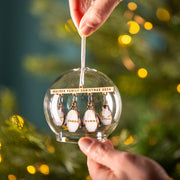 Personalised Illustrated Penguin Family Dome Bauble