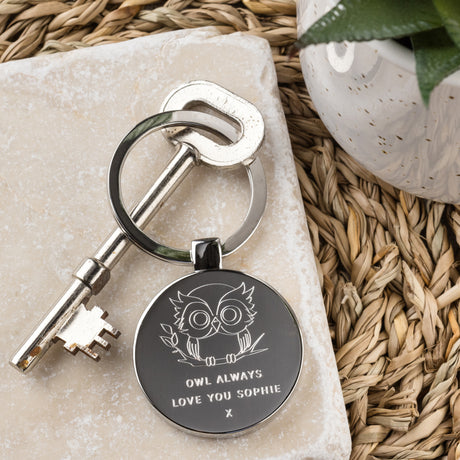 Personalised Owl Always Love You Valentines Day Keyring