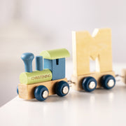 Engraved Christening Polar Wooden Name Train Set