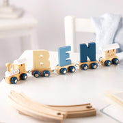 Engraved Christening Polar Wooden Name Train Set