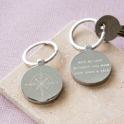 Personalised Engraved Compass Keyring For Her