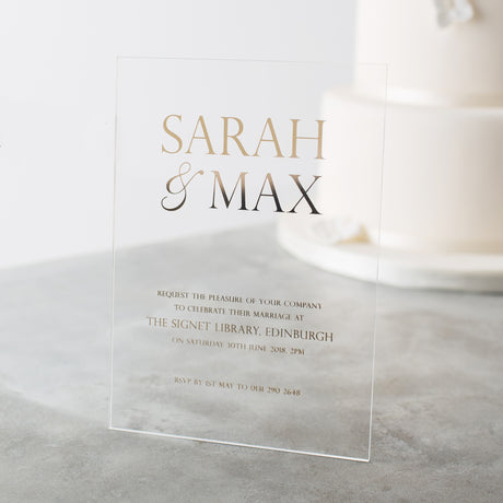 Personalised Clear Acrylic Foiled Wedding Invitations
