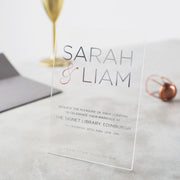 Personalised Clear Acrylic Foiled Modern Invitations