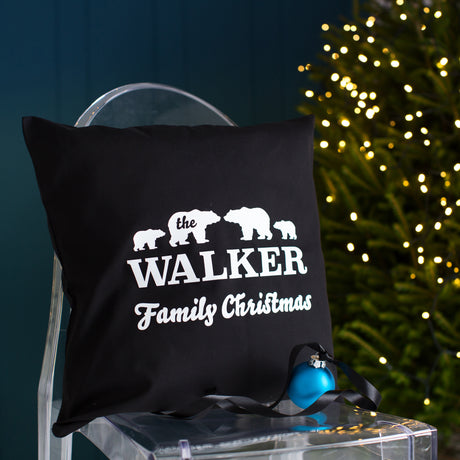 Personalised Polar Bear Family Christmas Cushion