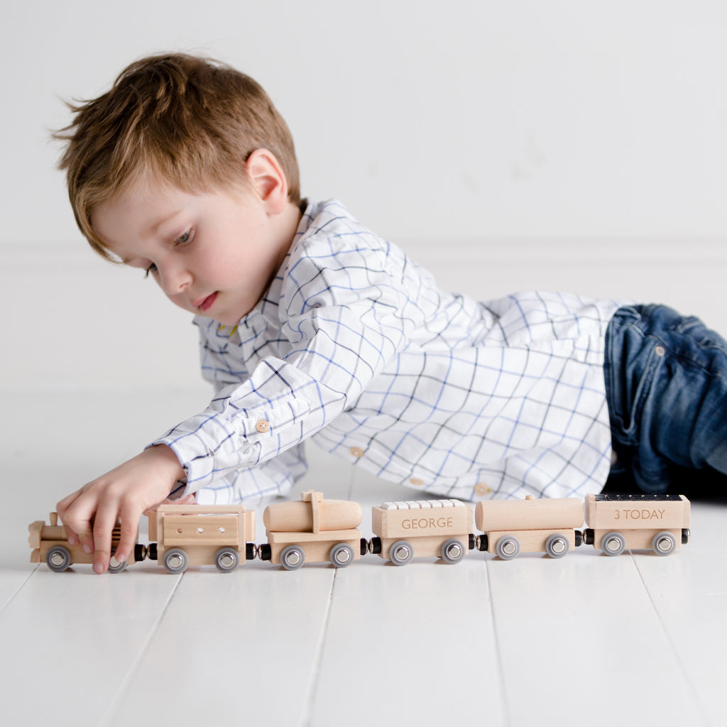 Personalised Wooden Birthday Train Set