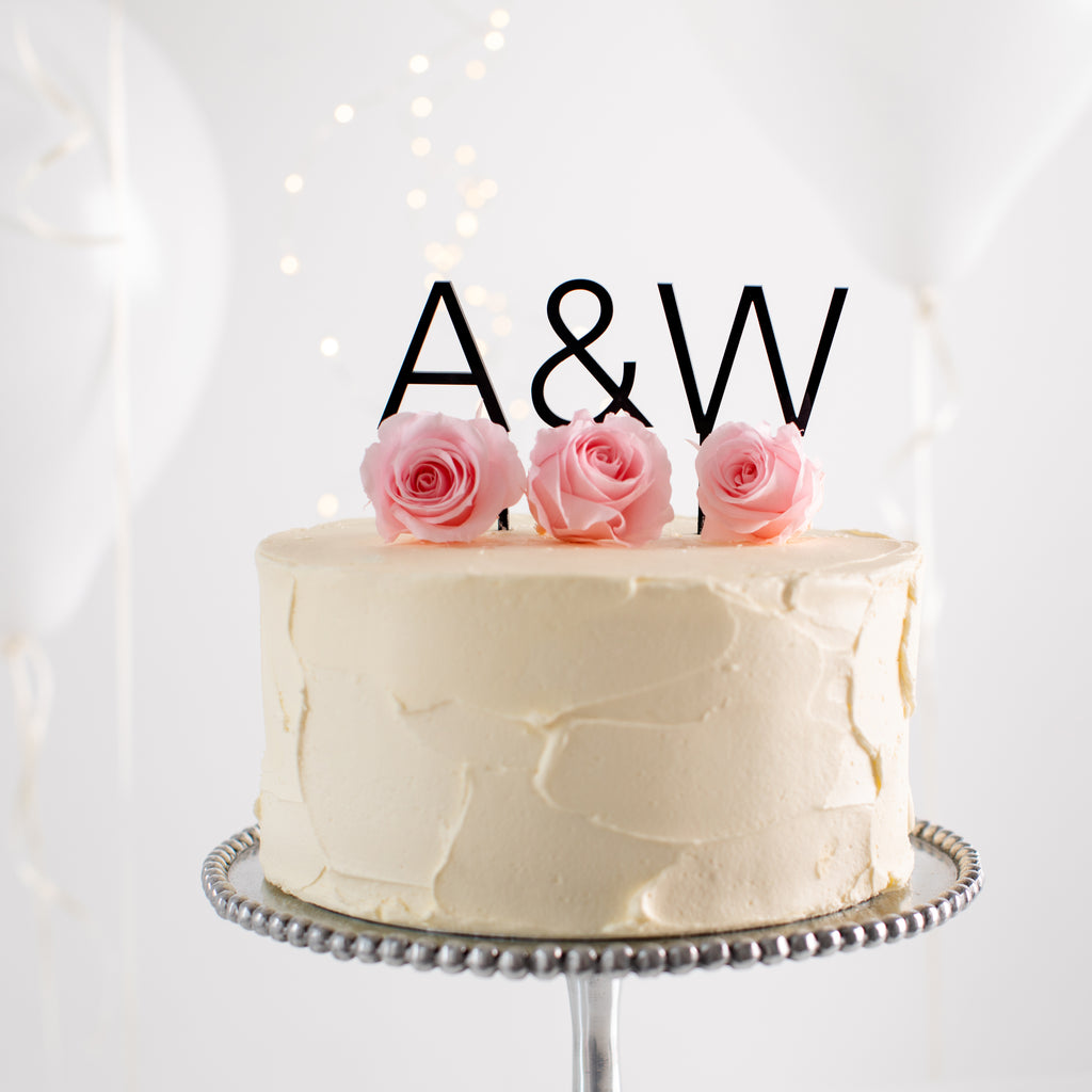 Personalised Modern Couples Initials Cake Topper