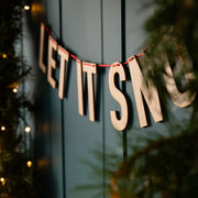 Festive Wooden 'Let It Snow' Christmas Bunting