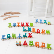 Engraved New Baby Wooden Name Train Set
