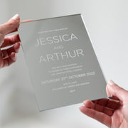 Classic Acrylic Mirror Silver Wedding Invitations
