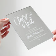 Elegant Acrylic Mirror Silver Wedding Invitations