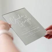 Elegant Acrylic Mirror Silver Wedding Invitations