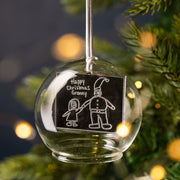 Personalised Childs Drawing In A Dome Bauble