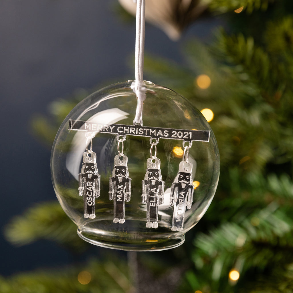 Personalised Nutcracker Family Glass Dome Bauble