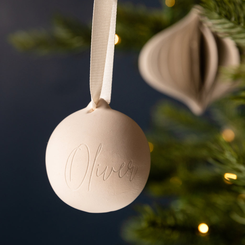 Personalised Etched Ceramic Christmas Bauble