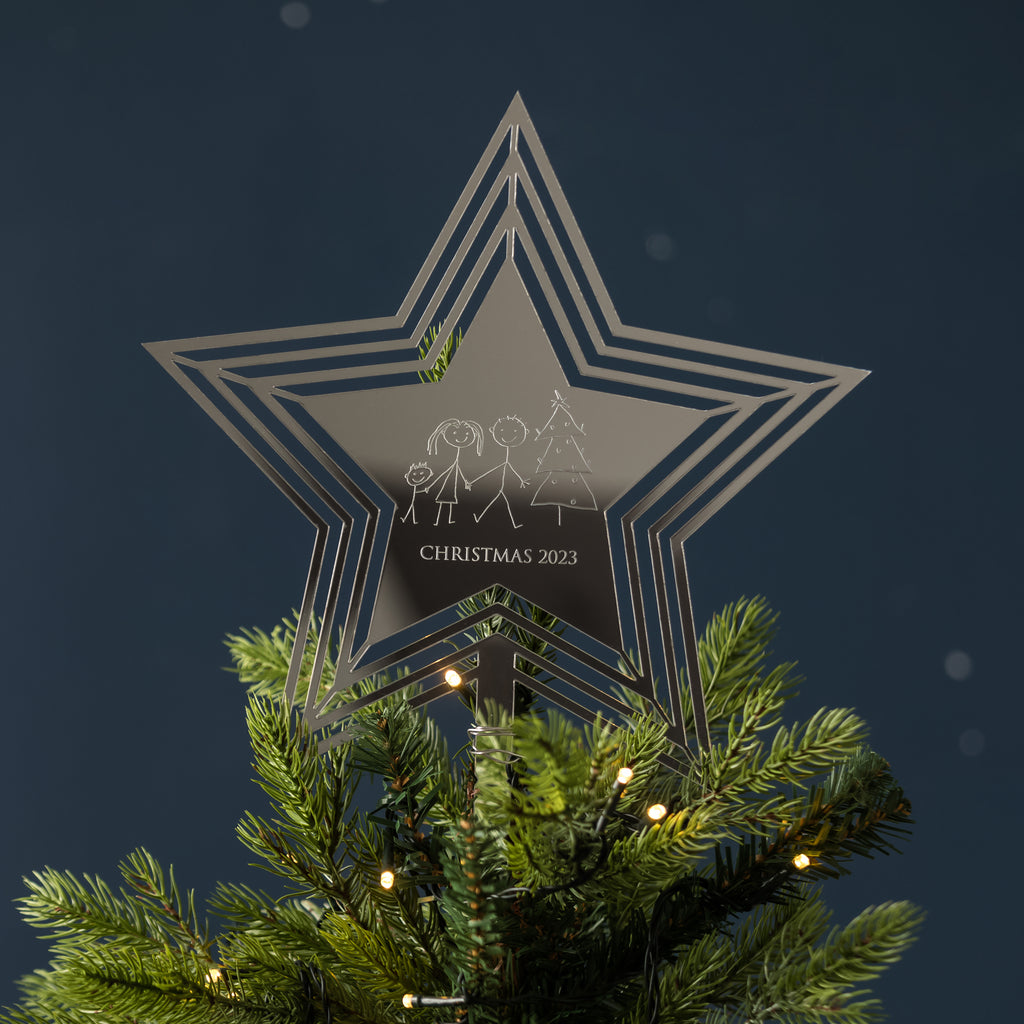 Personalised Drawing Star Christmas Tree Topper