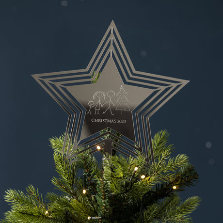 Personalised Drawing Star Christmas Tree Topper