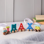 Engraved Christening Wooden Name Train Set