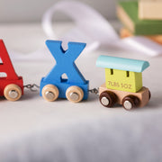 Engraved Christening Wooden Name Train Set