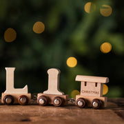Engraved Christmas Wooden Name Train Set