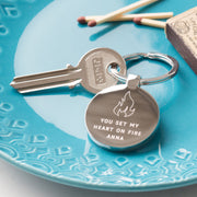 Personalised Set My Heart On Fire Keyring