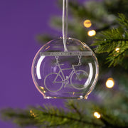 Personalised Cycling Christmas Glass Dome Bauble