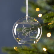 Personalised Cycling Christmas Glass Dome Bauble