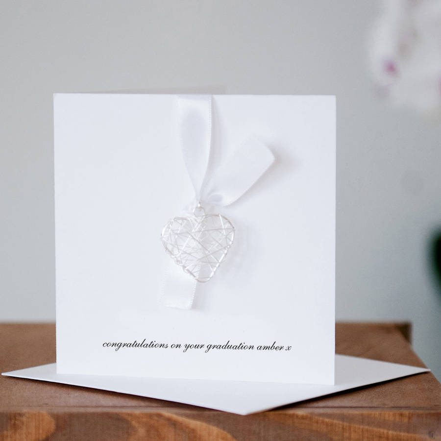 Personalised Wire Heart Graduation Card