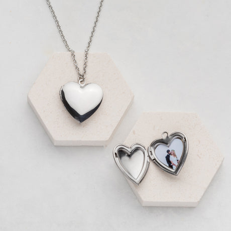 Personalised Plain Heart Locket Necklace With Photo