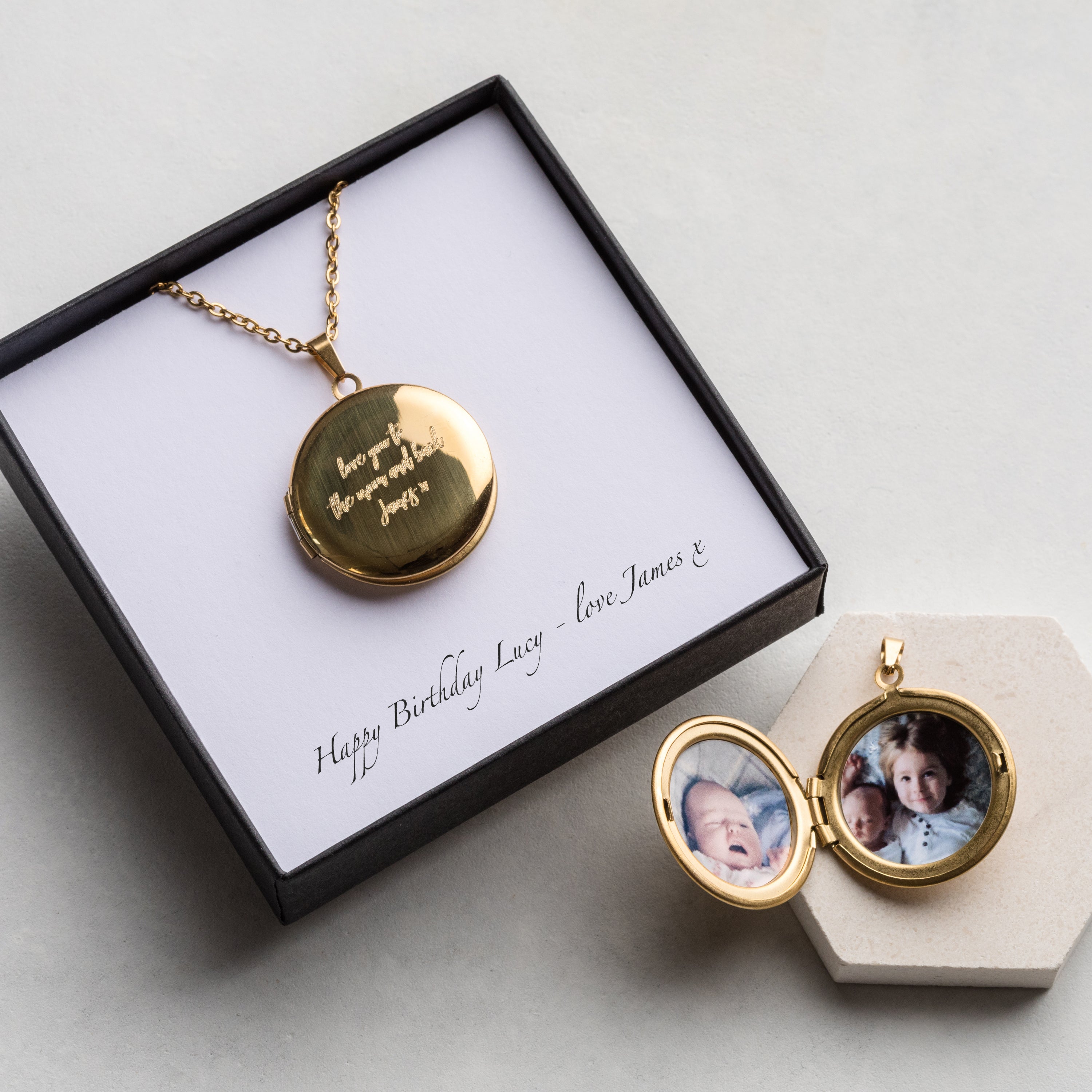 Personalised Gold Heart Locket Necklace, Gold | £59.00 | Port