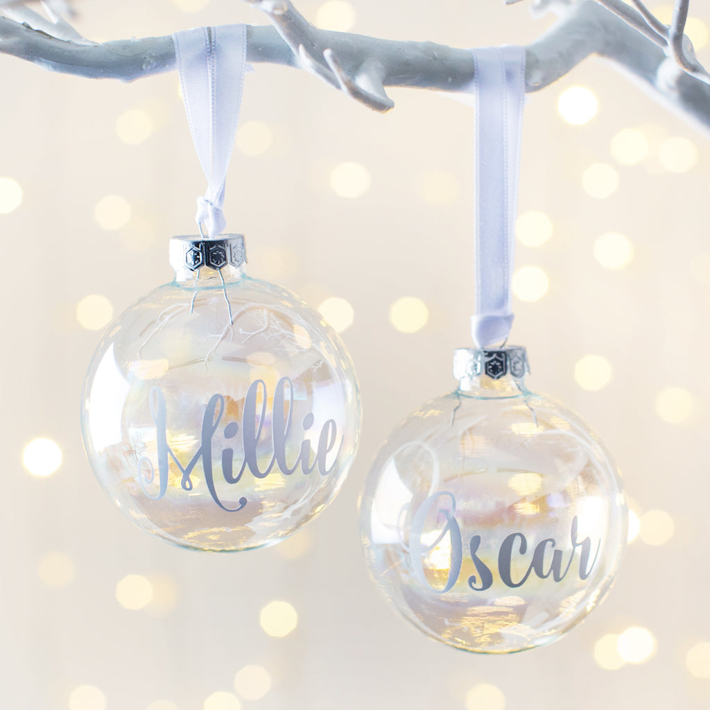 Personalised Iridescent Christmas Bauble